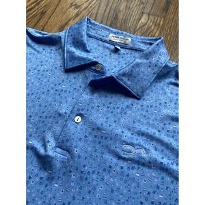 Peter Millar Summer Comfort Polo Shirt Mens Size XL Blue AOP Golf Performance